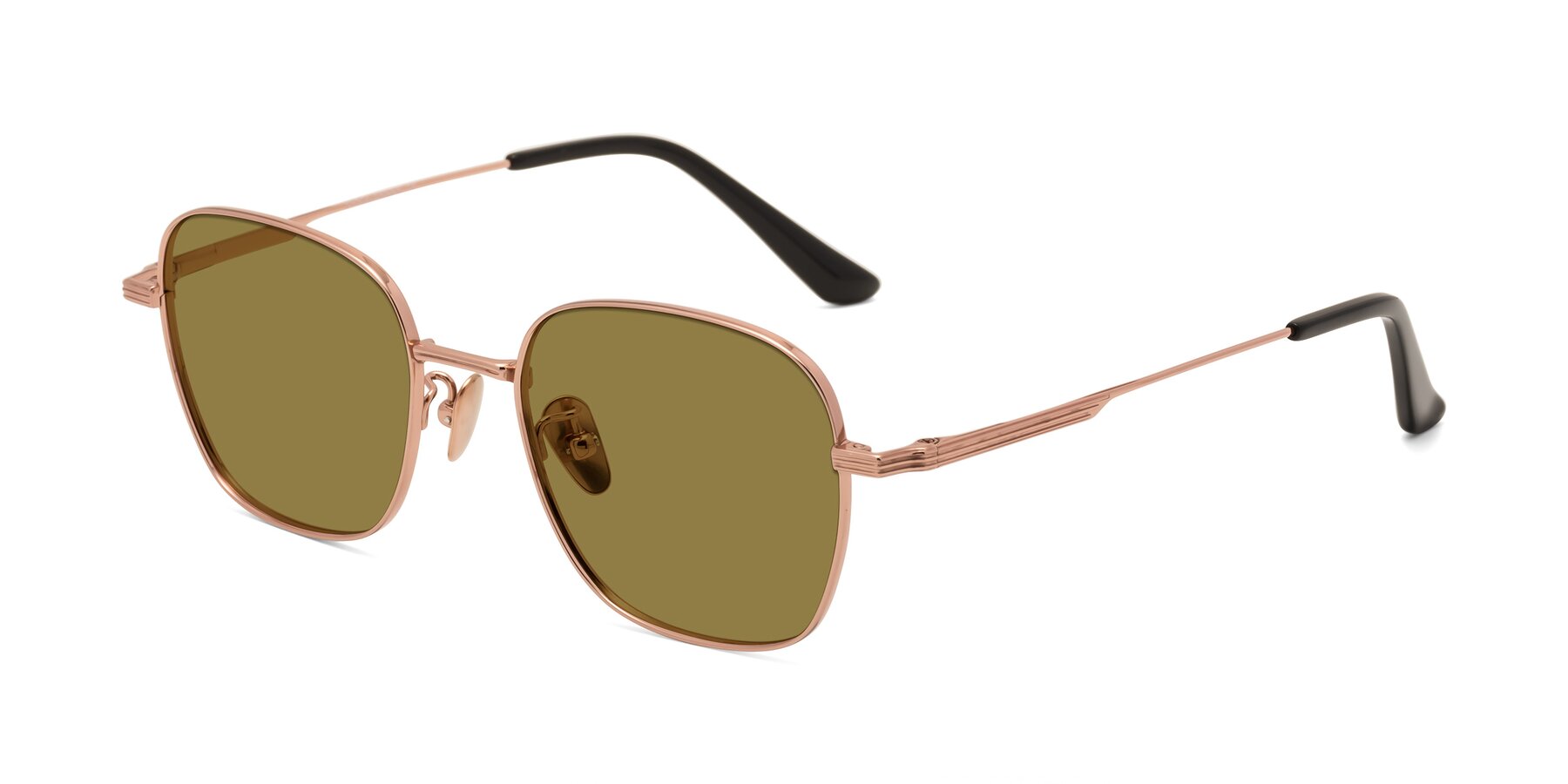 Angle of XING in Rose Gold with Brown Polarized Lenses