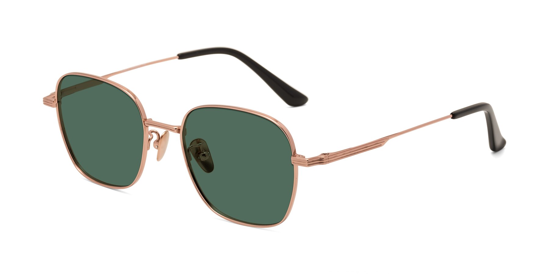 Angle of XING in Rose Gold with Green Polarized Lenses