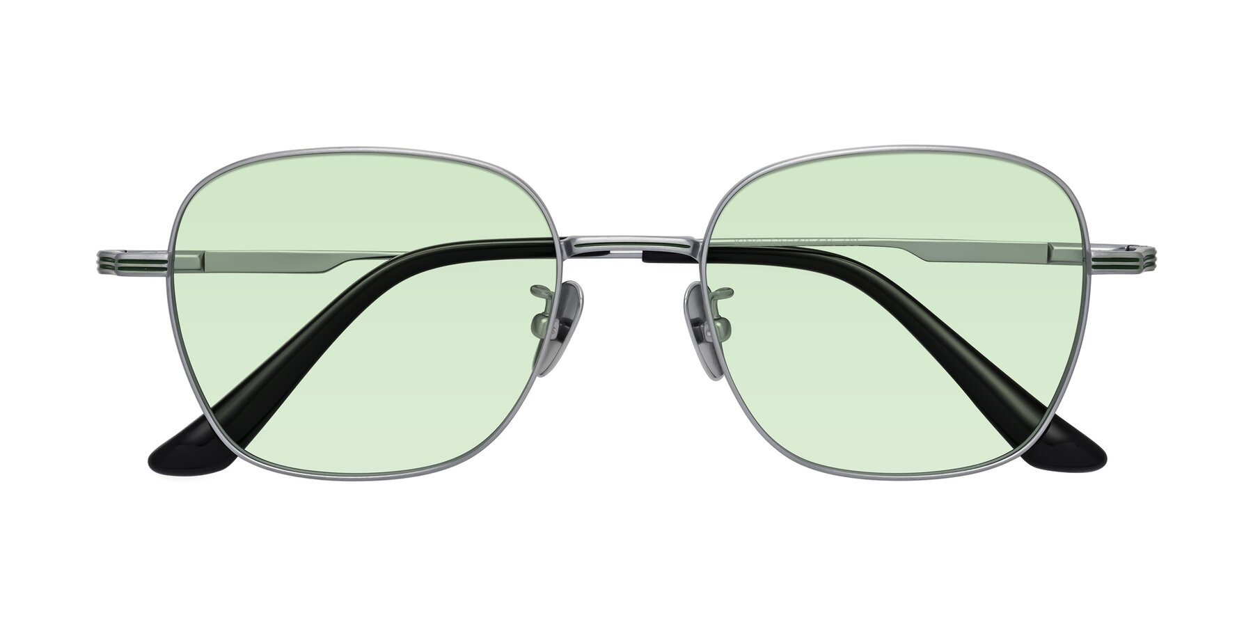 Folded Front of XING in Silver with Light Green Tinted Lenses