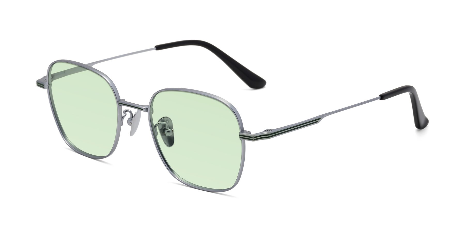 Angle of XING in Silver with Light Green Tinted Lenses