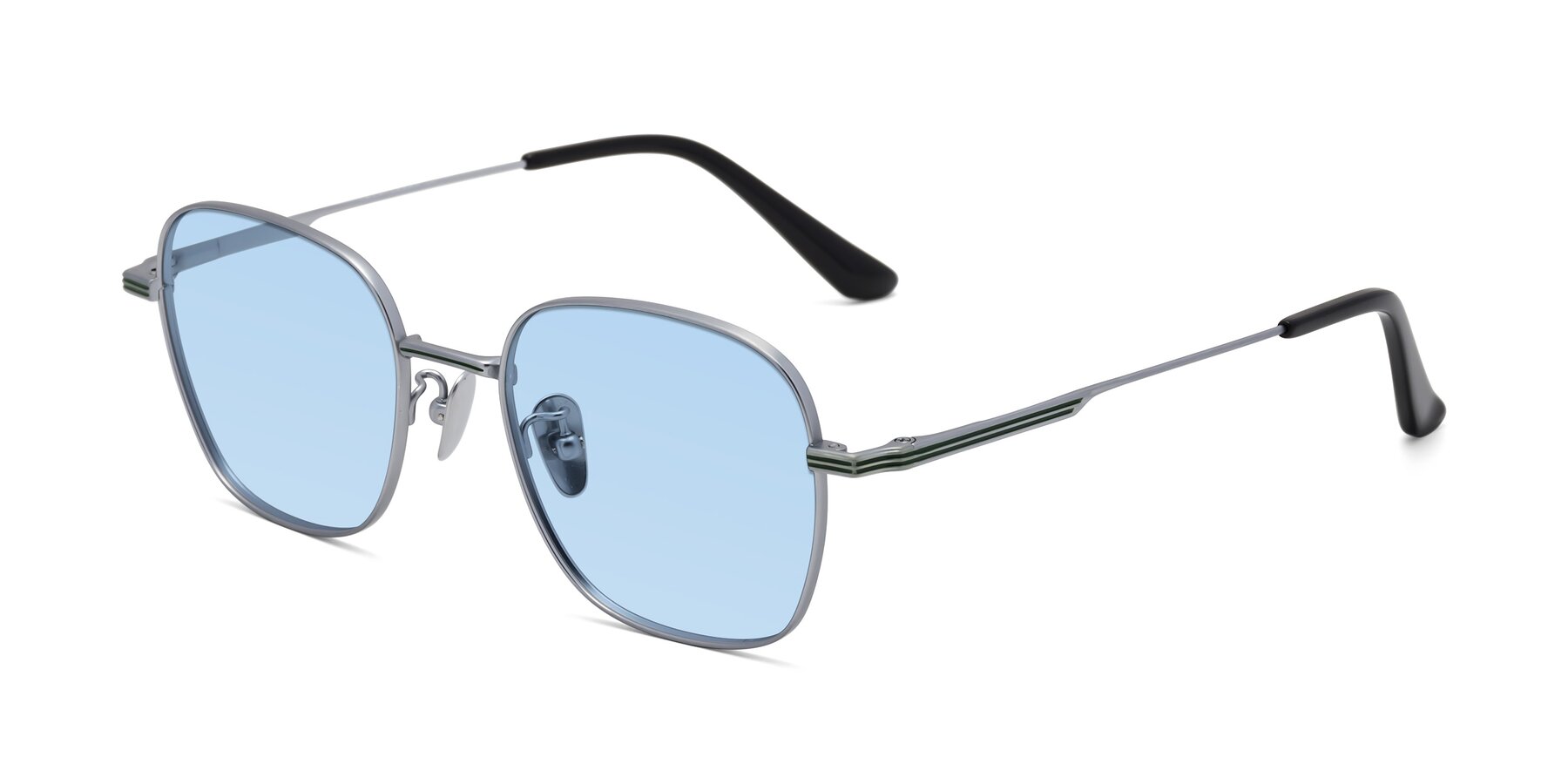 Angle of XING in Silver with Light Blue Tinted Lenses