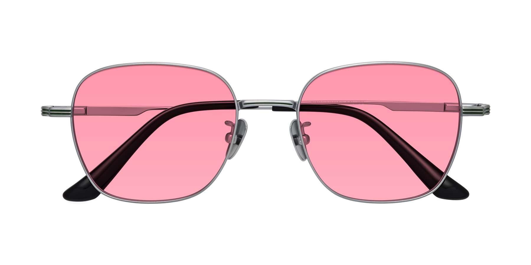 Folded Front of XING in Silver with Pink Tinted Lenses