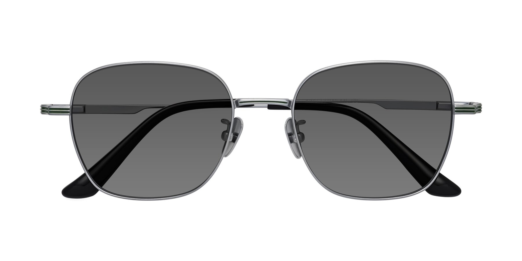 Folded Front of XING in Silver with Medium Gray Tinted Lenses