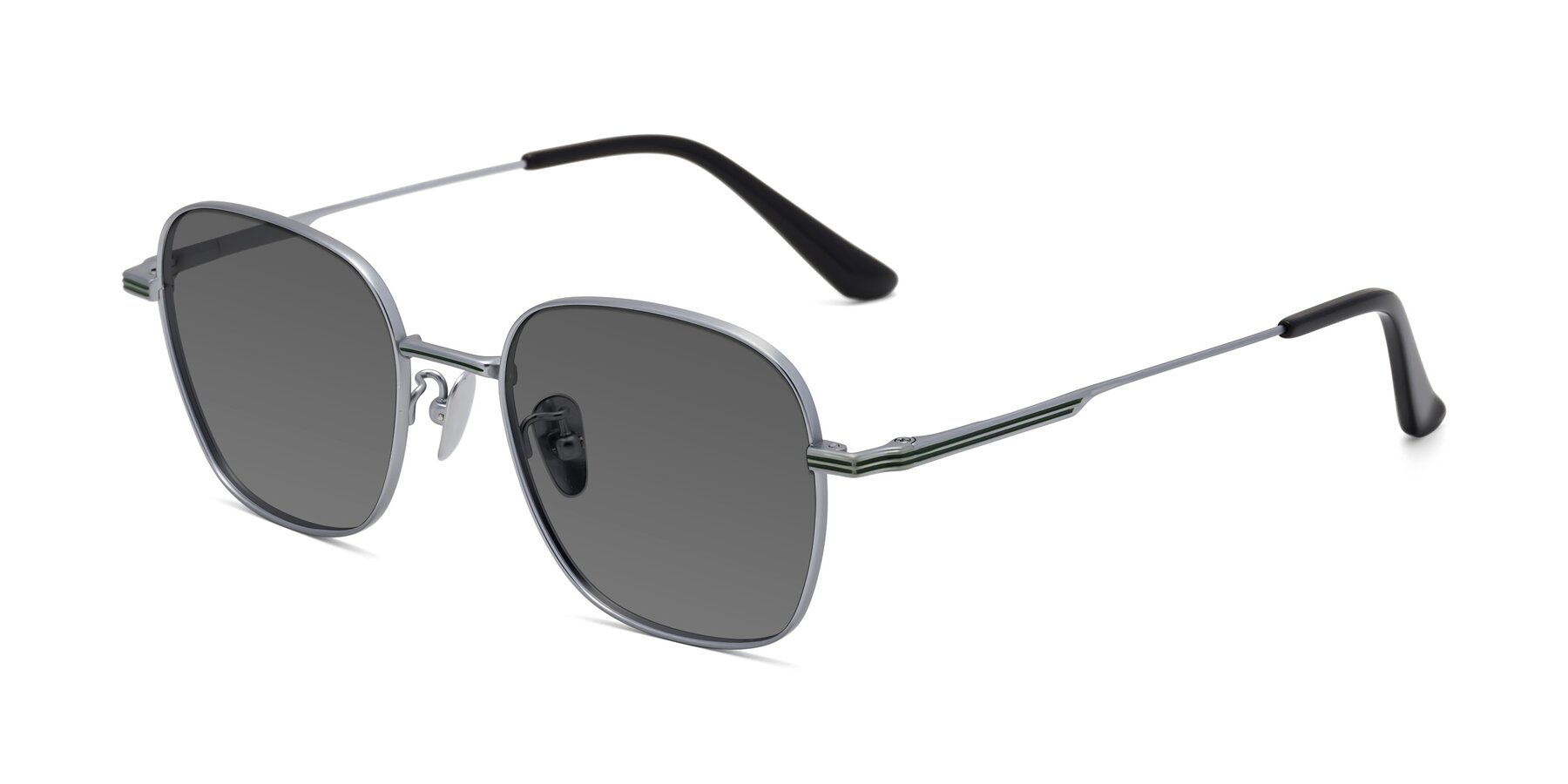 Angle of XING in Silver with Medium Gray Tinted Lenses