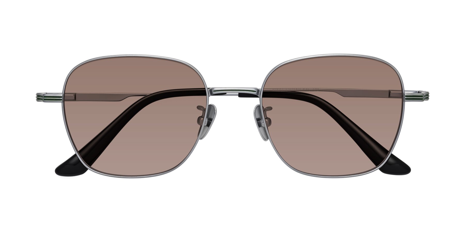 Folded Front of XING in Silver with Medium Brown Tinted Lenses