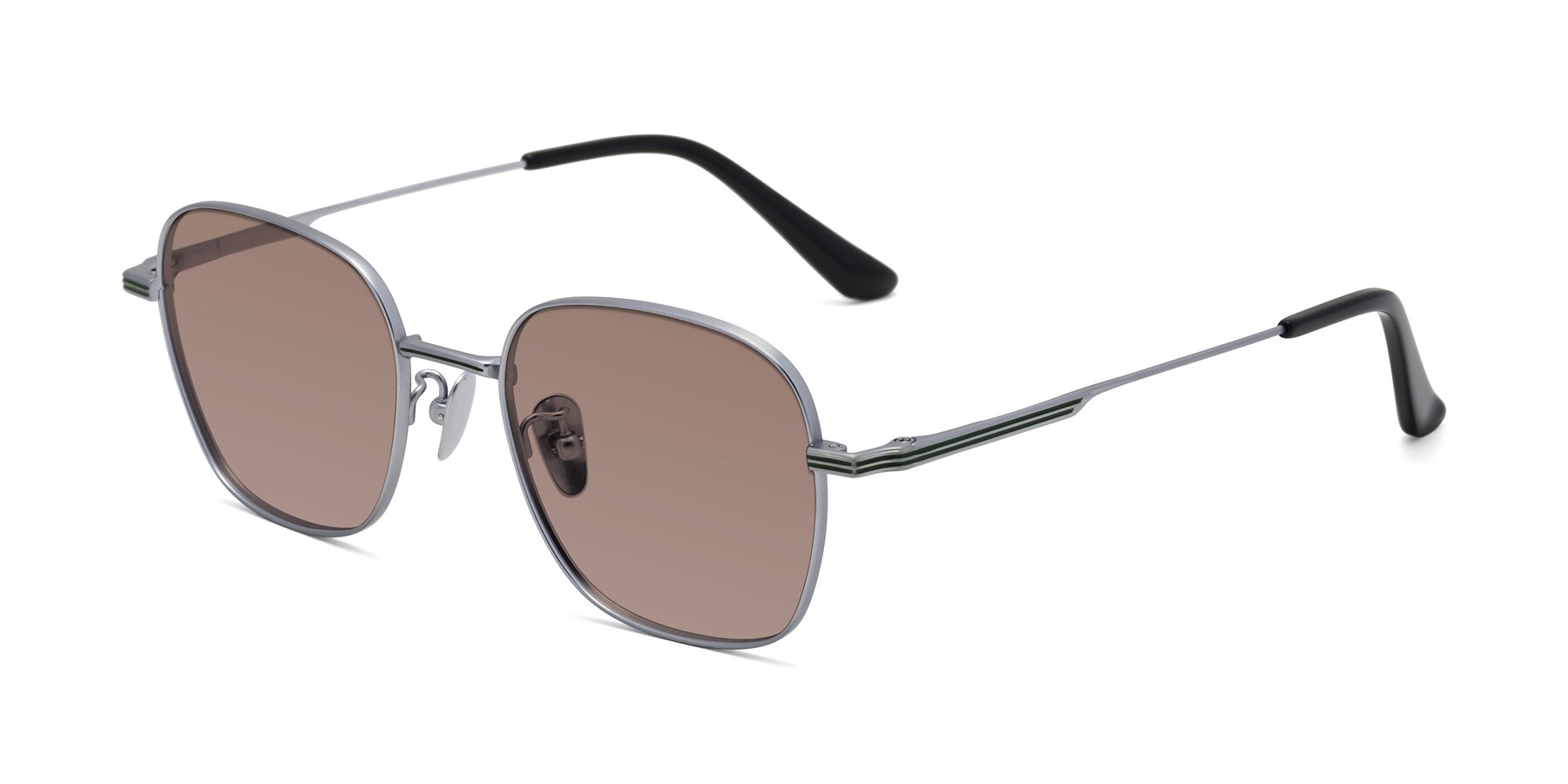 Angle of XING in Silver with Medium Brown Tinted Lenses