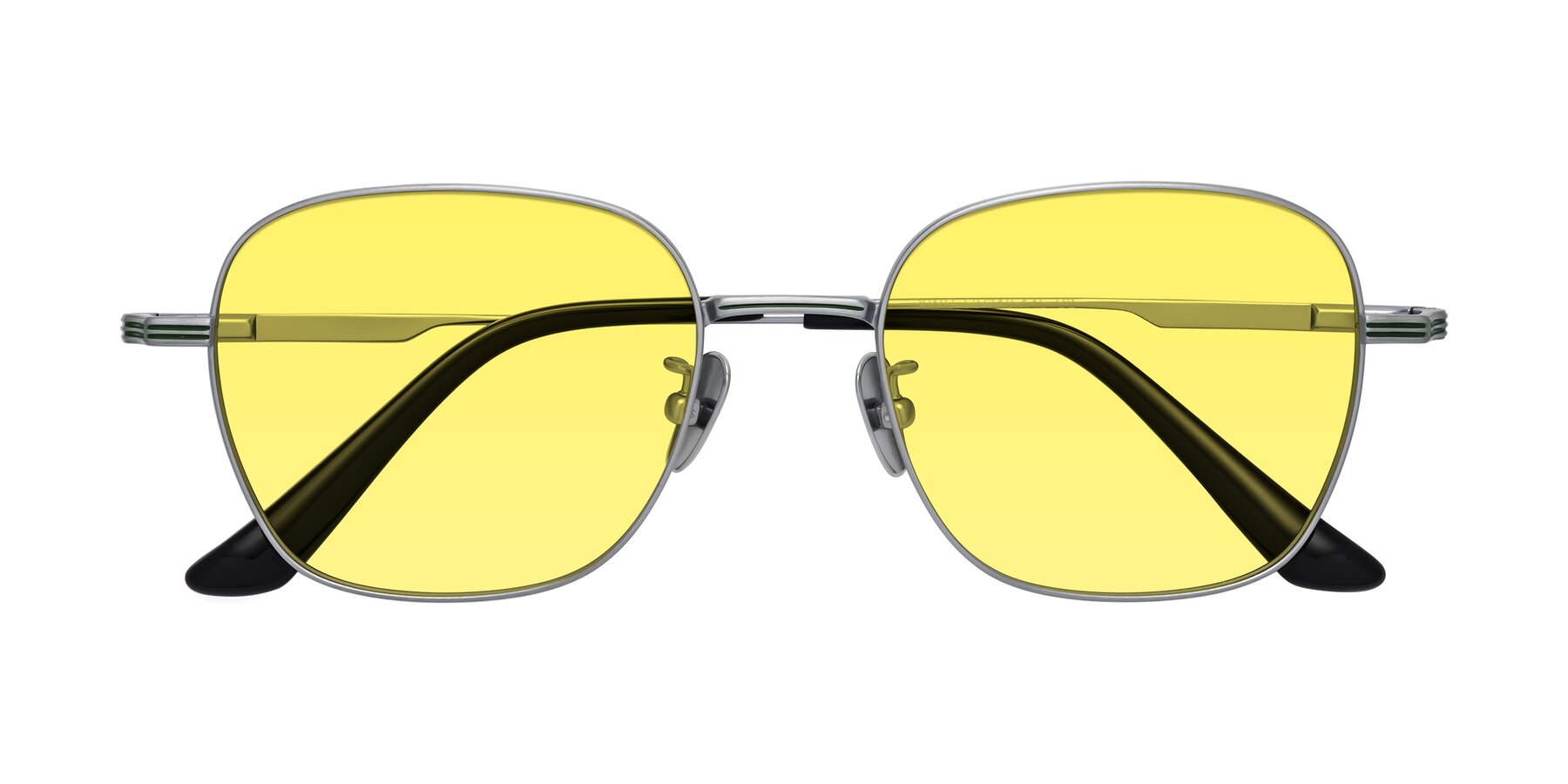 Folded Front of XING in Silver with Medium Yellow Tinted Lenses