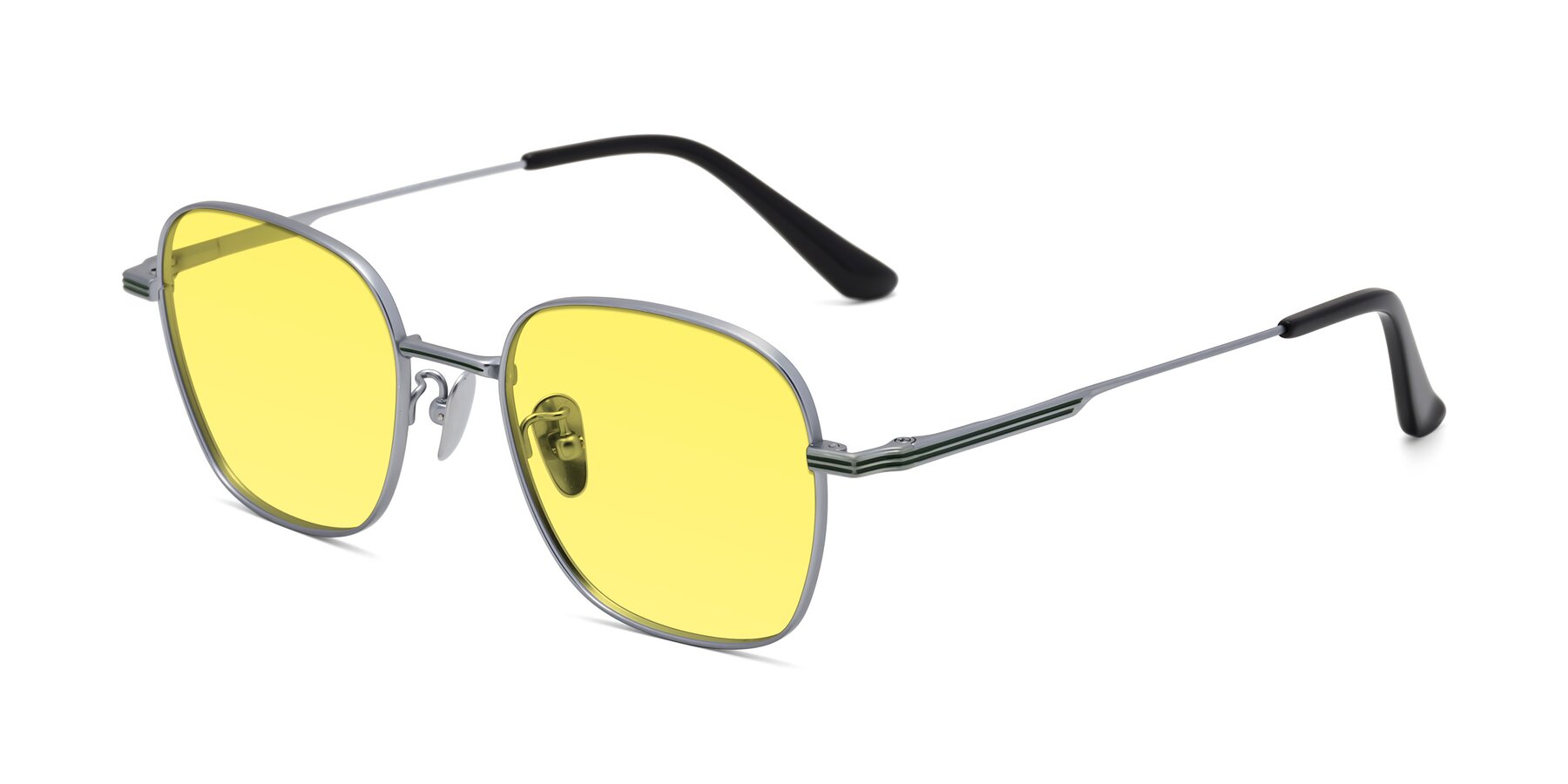 Angle of XING in Silver with Medium Yellow Tinted Lenses