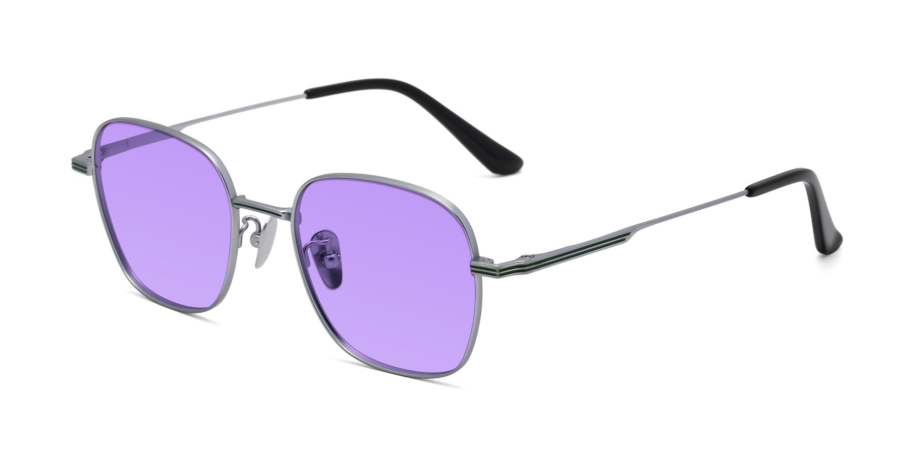 Angle of XING in Silver with Medium Purple Tinted Lenses