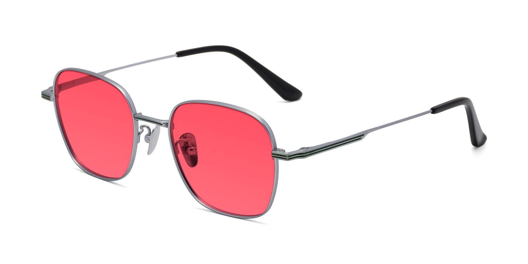 Angle of XING in Silver with Red Tinted Lenses