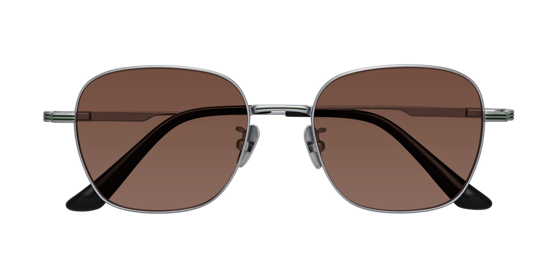 Folded Front of XING in Silver with Brown Tinted Lenses