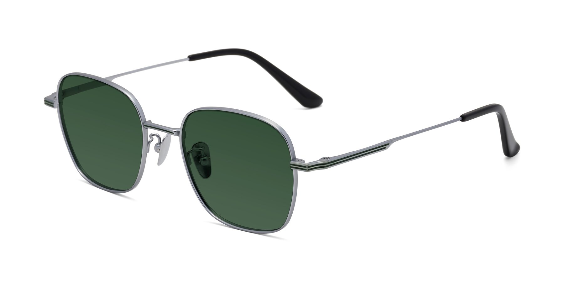 Angle of XING in Silver with Green Tinted Lenses