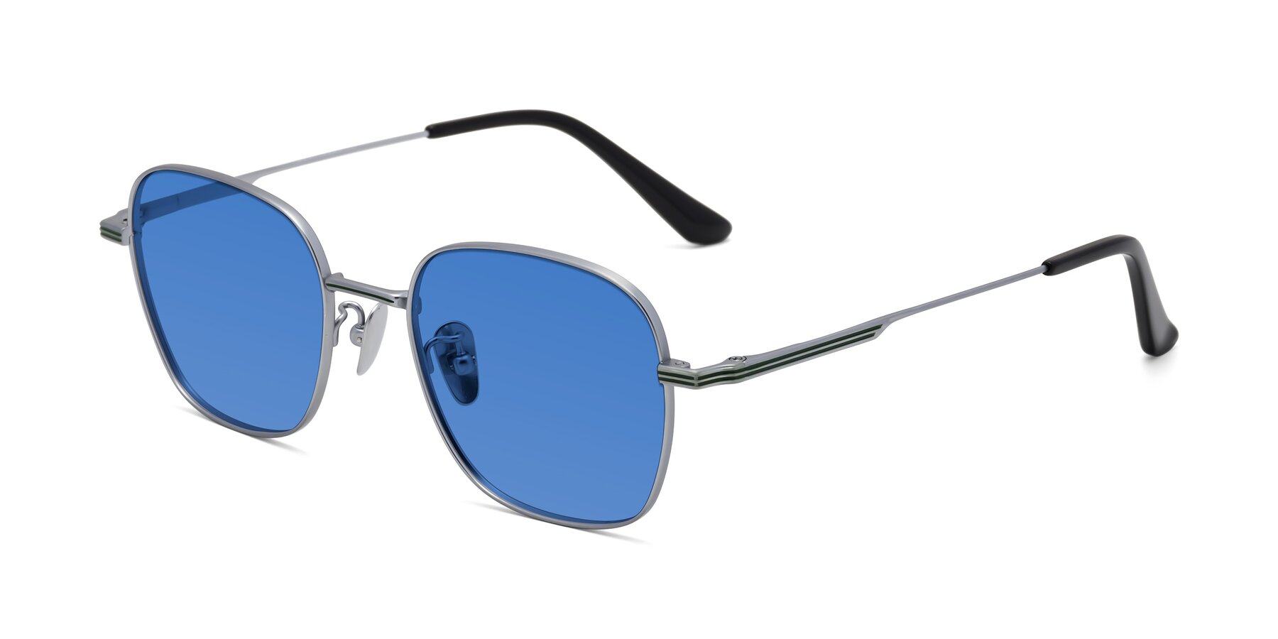 Angle of XING in Silver with Blue Tinted Lenses