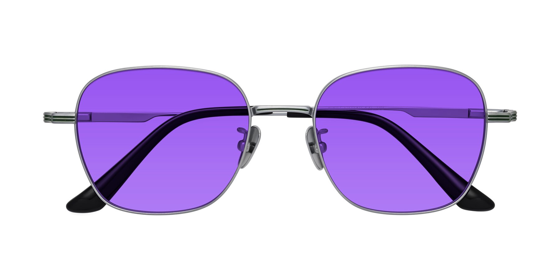 Folded Front of XING in Silver with Purple Tinted Lenses