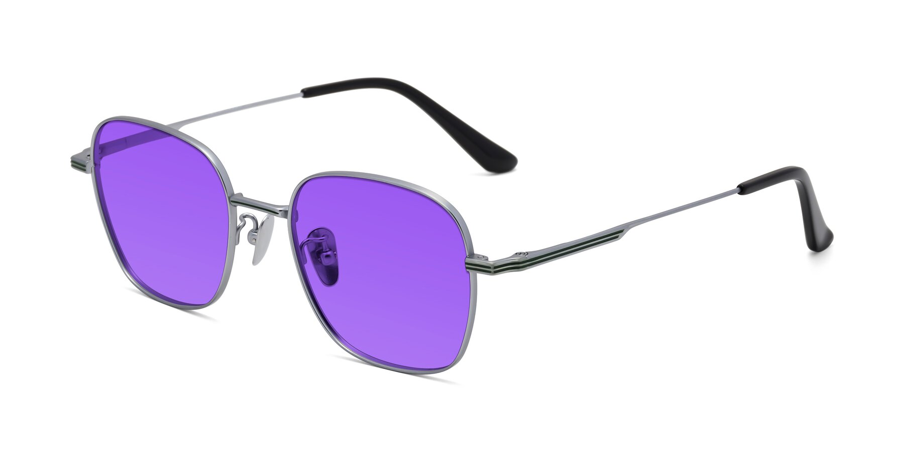 Angle of XING in Silver with Purple Tinted Lenses