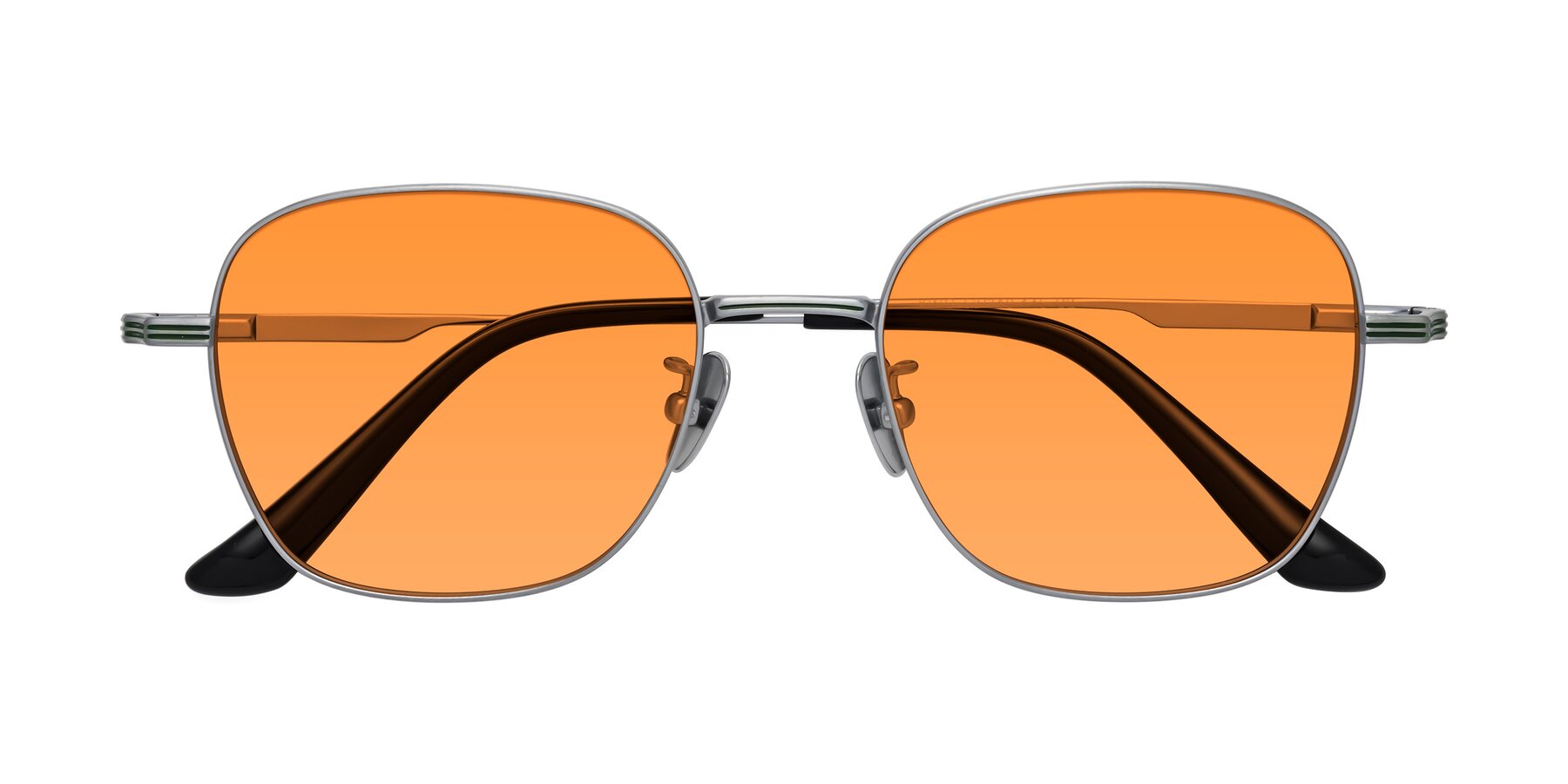 Folded Front of XING in Silver with Orange Tinted Lenses