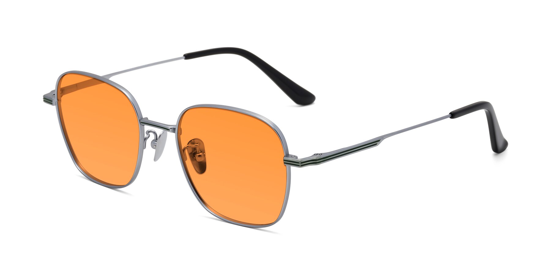 Angle of XING in Silver with Orange Tinted Lenses