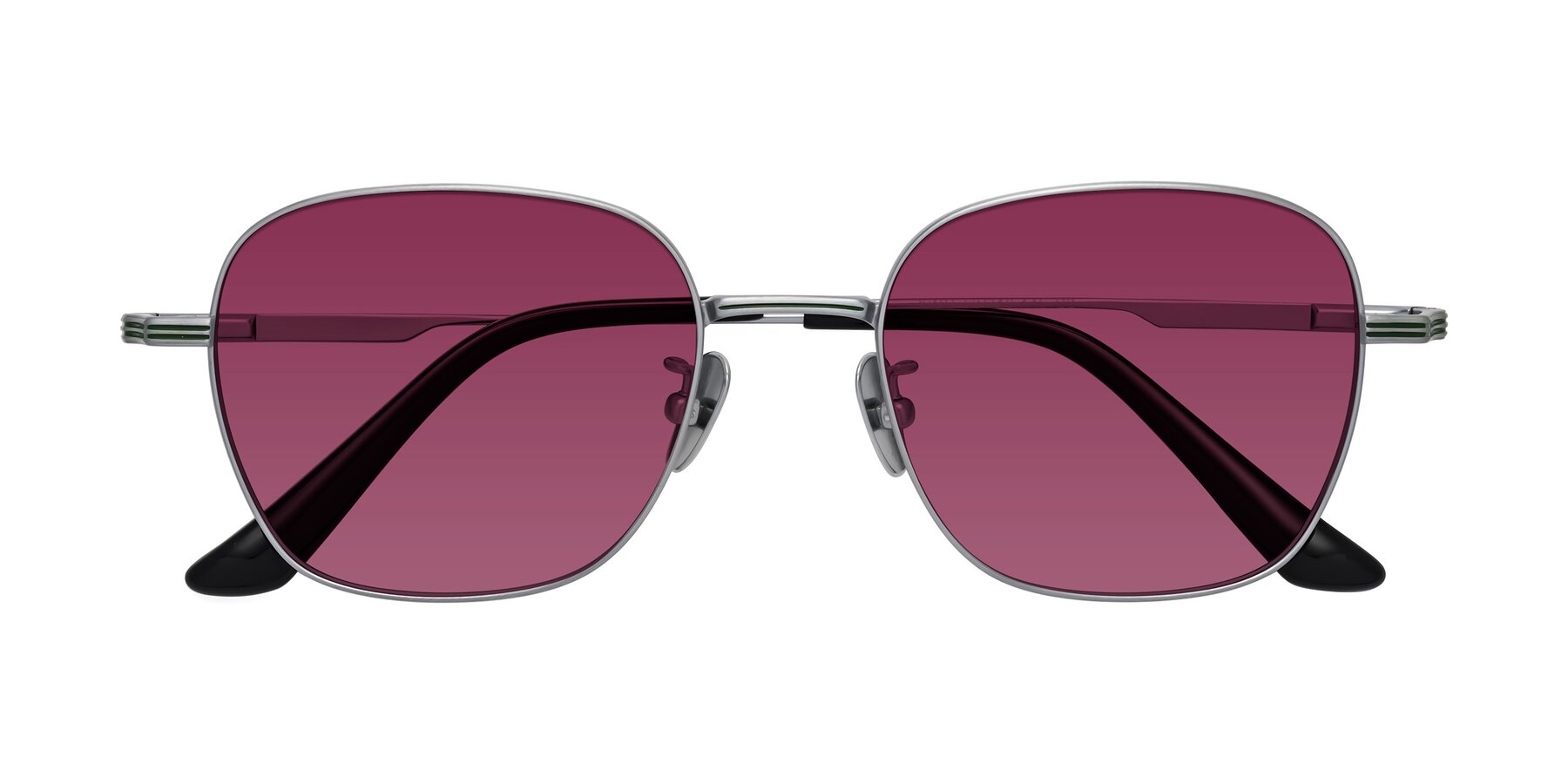 Folded Front of XING in Silver with Wine Tinted Lenses