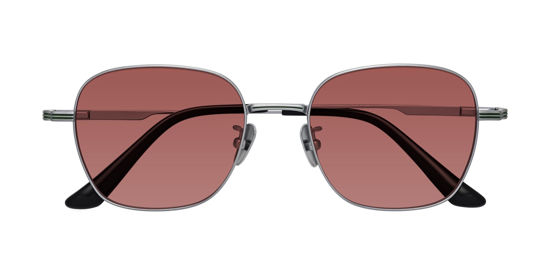 Folded Front of XING in Silver with Garnet Tinted Lenses