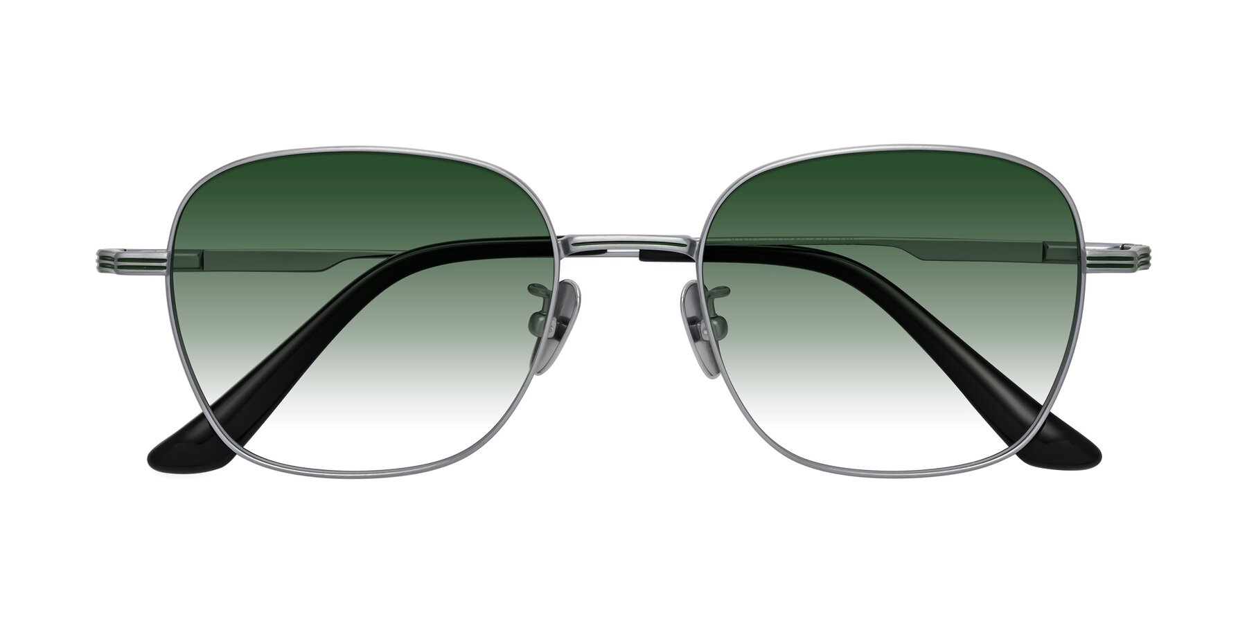 Folded Front of XING in Silver with Green Gradient Lenses