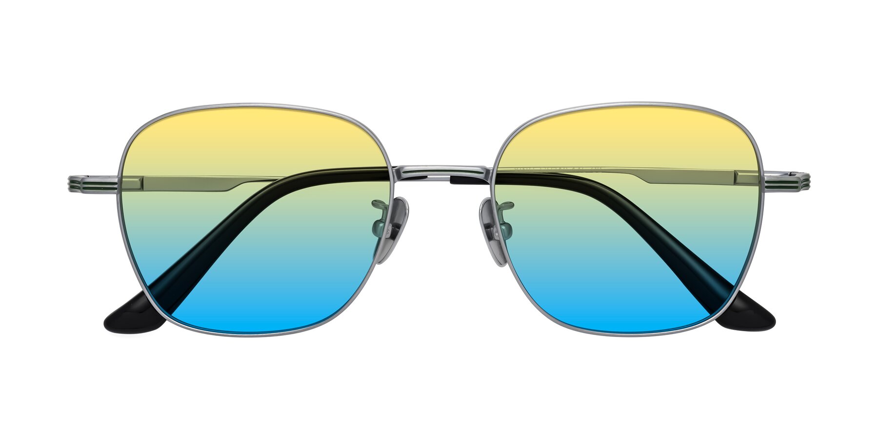 Folded Front of XING in Silver with Yellow / Blue Gradient Lenses