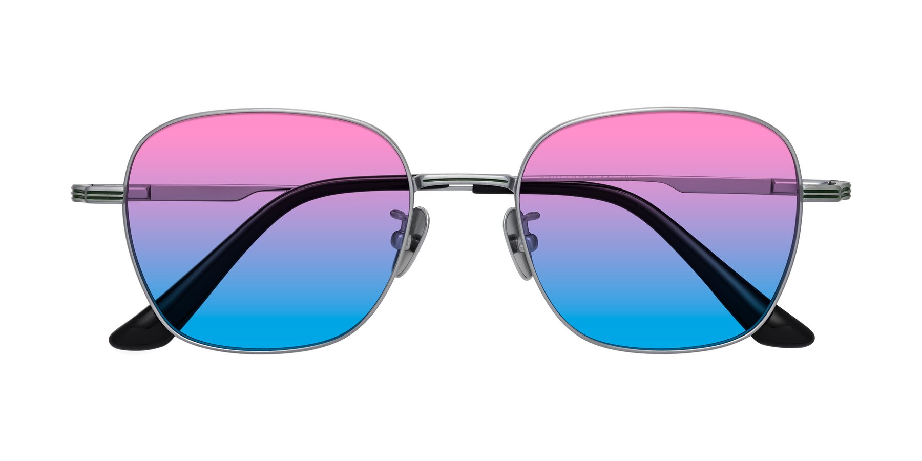 Folded Front of XING in Silver with Pink / Blue Gradient Lenses