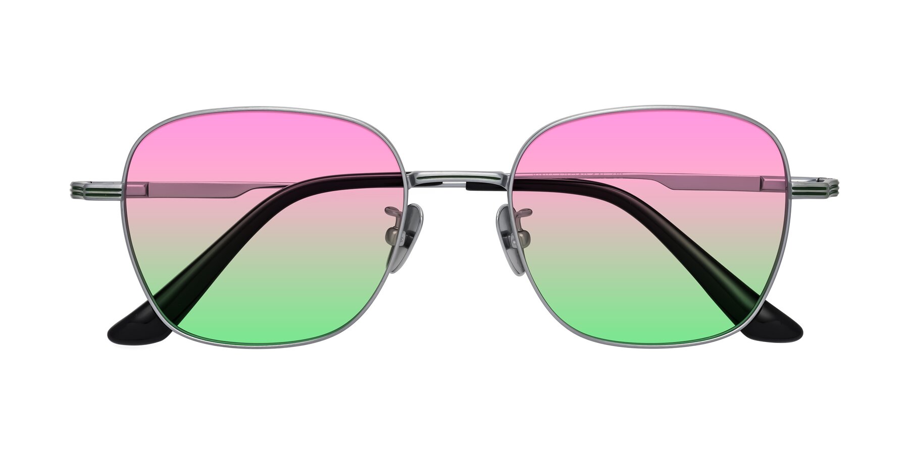 Folded Front of XING in Silver with Pink / Green Gradient Lenses