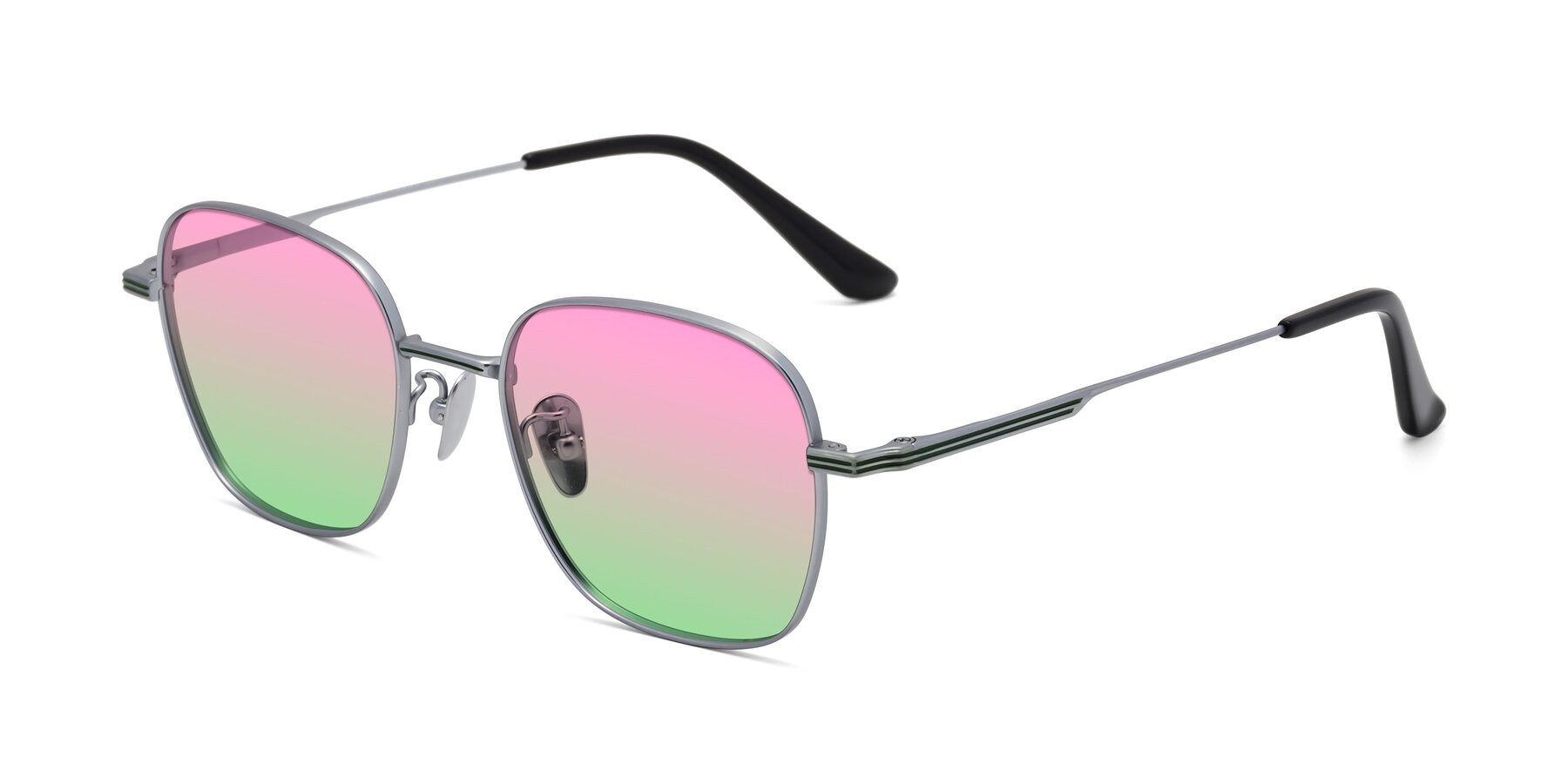 Angle of XING in Silver with Pink / Green Gradient Lenses