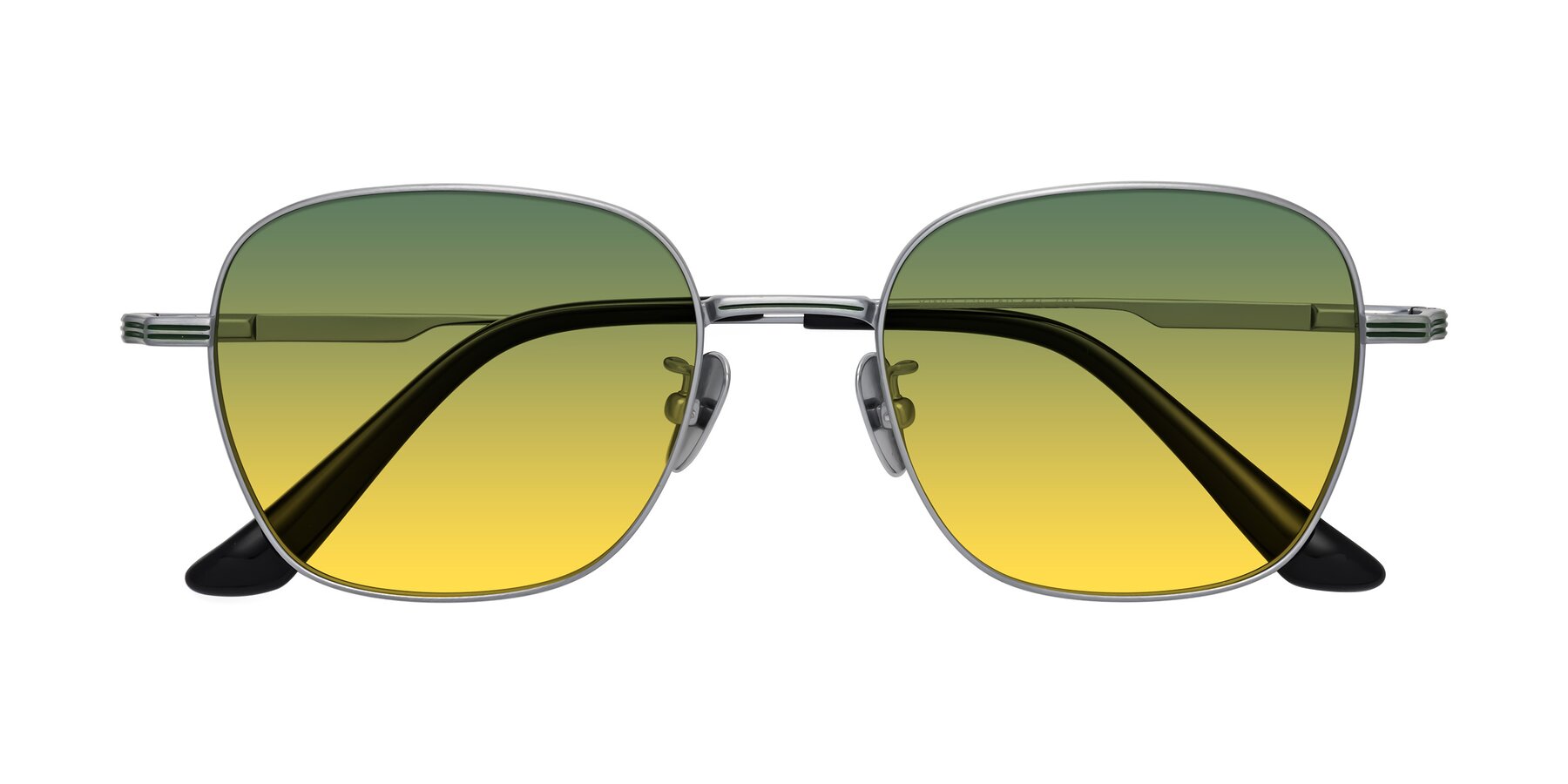 Folded Front of XING in Silver with Green / Yellow Gradient Lenses