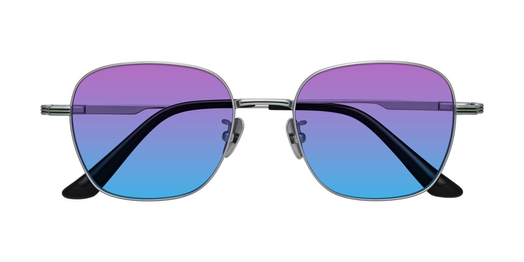 Folded Front of XING in Silver with Purple / Blue Gradient Lenses