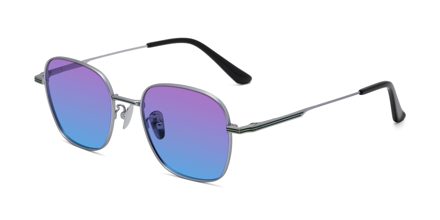 Angle of XING in Silver with Purple / Blue Gradient Lenses