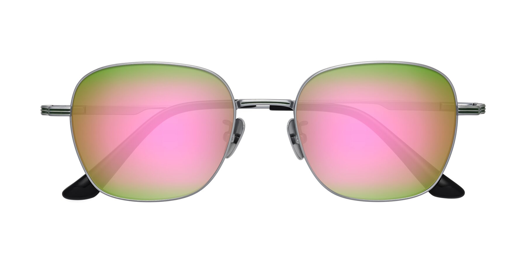 Folded Front of XING in Silver with Pink Mirrored Lenses