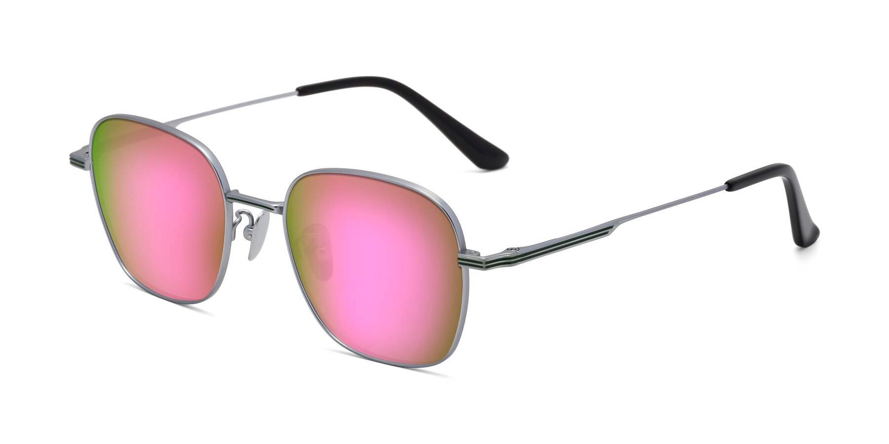 Angle of XING in Silver with Pink Mirrored Lenses