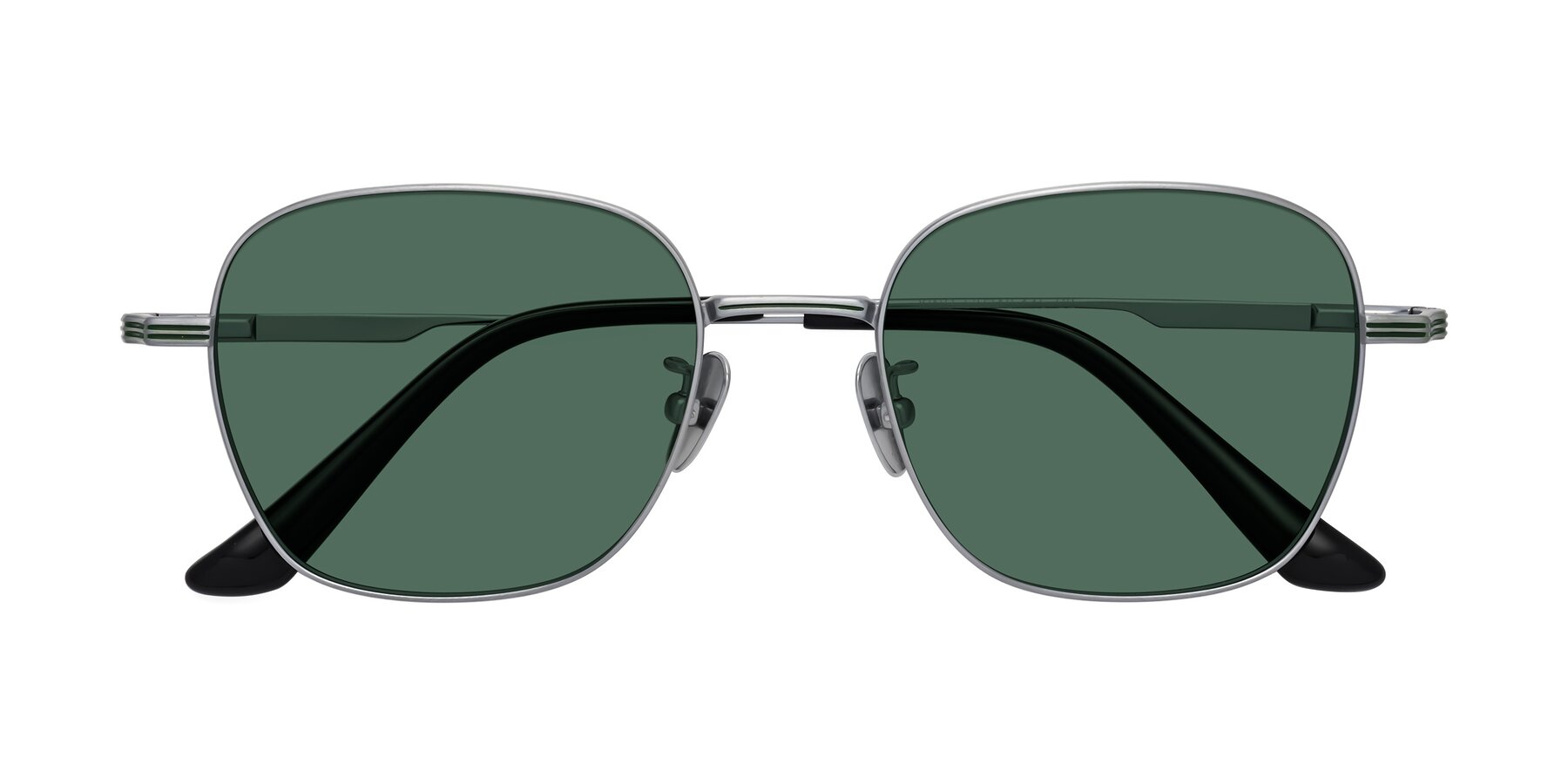 Folded Front of XING in Silver with Green Polarized Lenses