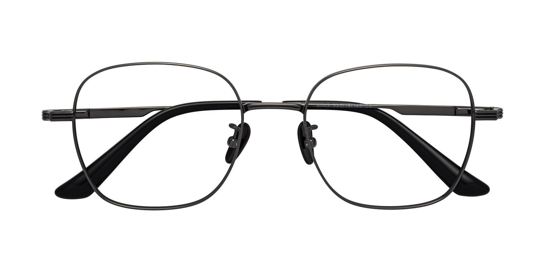 Folded Front of XING in Gunmetal with Clear Eyeglass Lenses