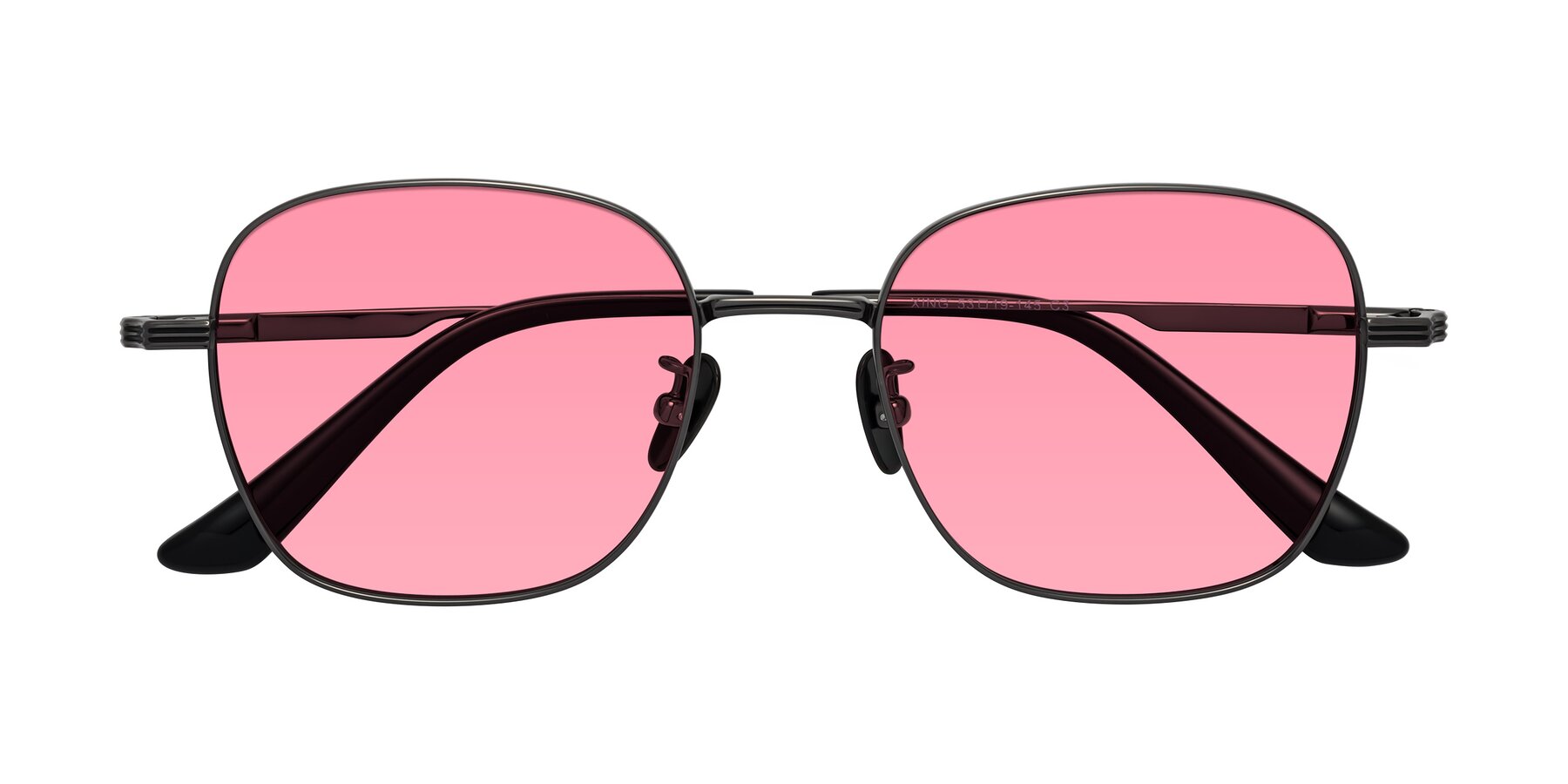 Folded Front of XING in Gunmetal with Pink Tinted Lenses