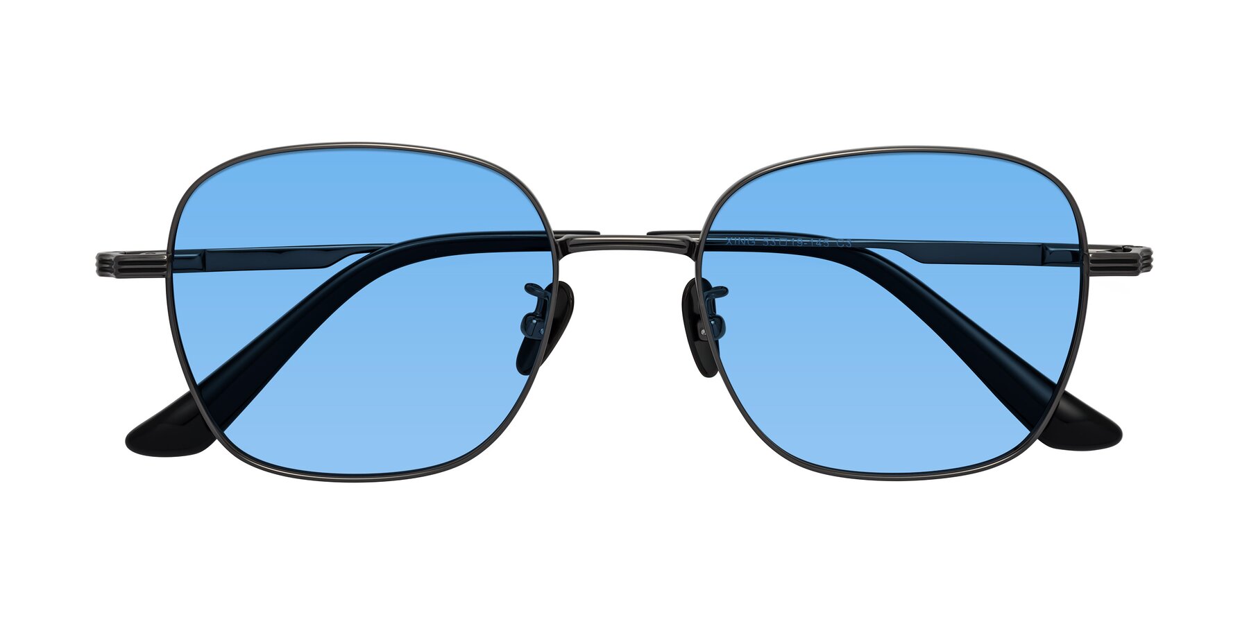 Folded Front of XING in Gunmetal with Medium Blue Tinted Lenses