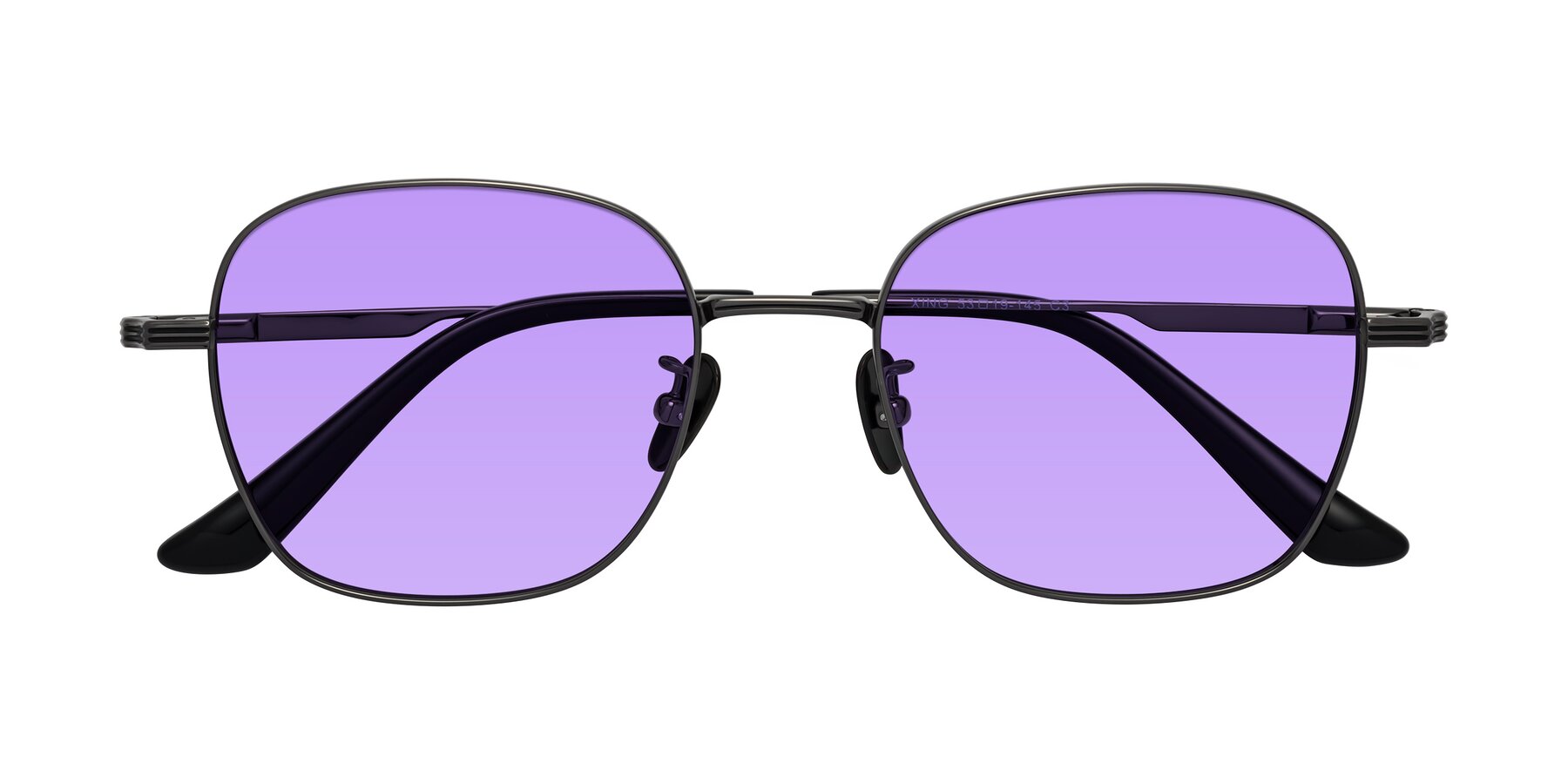 Folded Front of XING in Gunmetal with Medium Purple Tinted Lenses