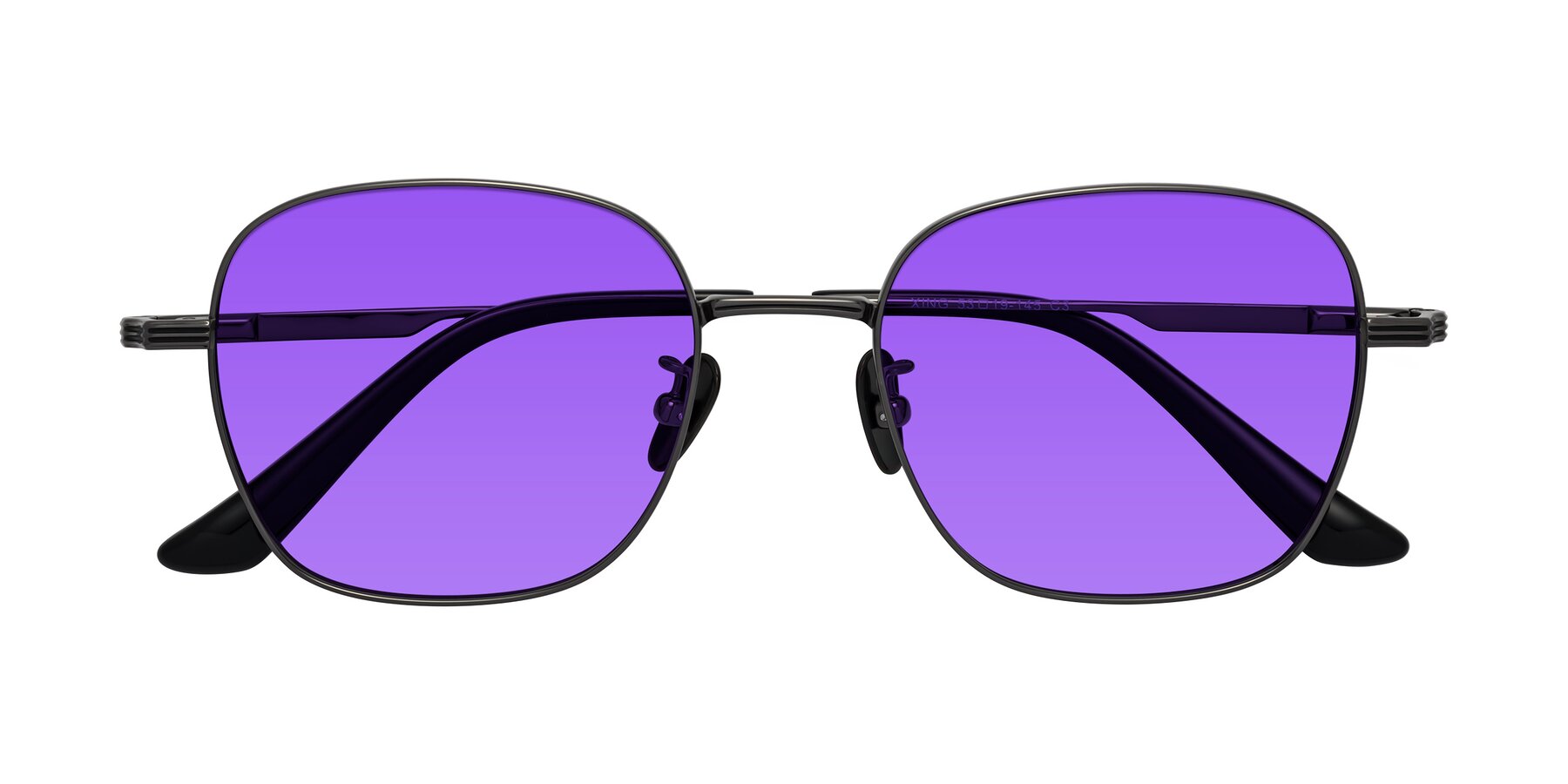 Folded Front of XING in Gunmetal with Purple Tinted Lenses