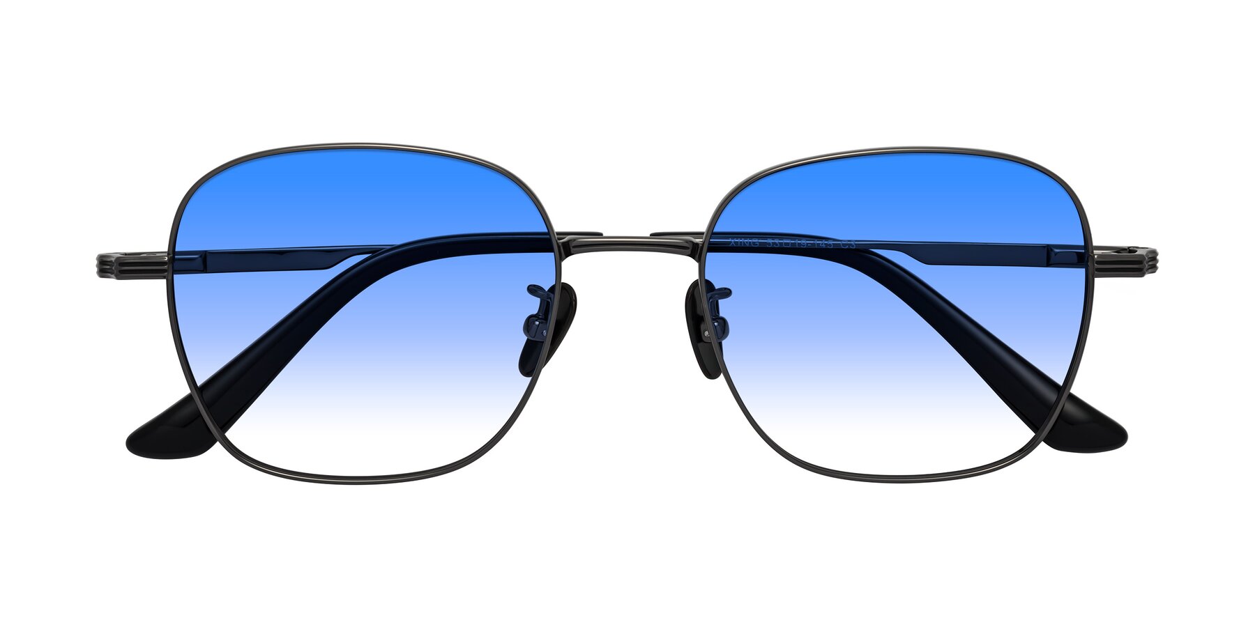 Folded Front of XING in Gunmetal with Blue Gradient Lenses