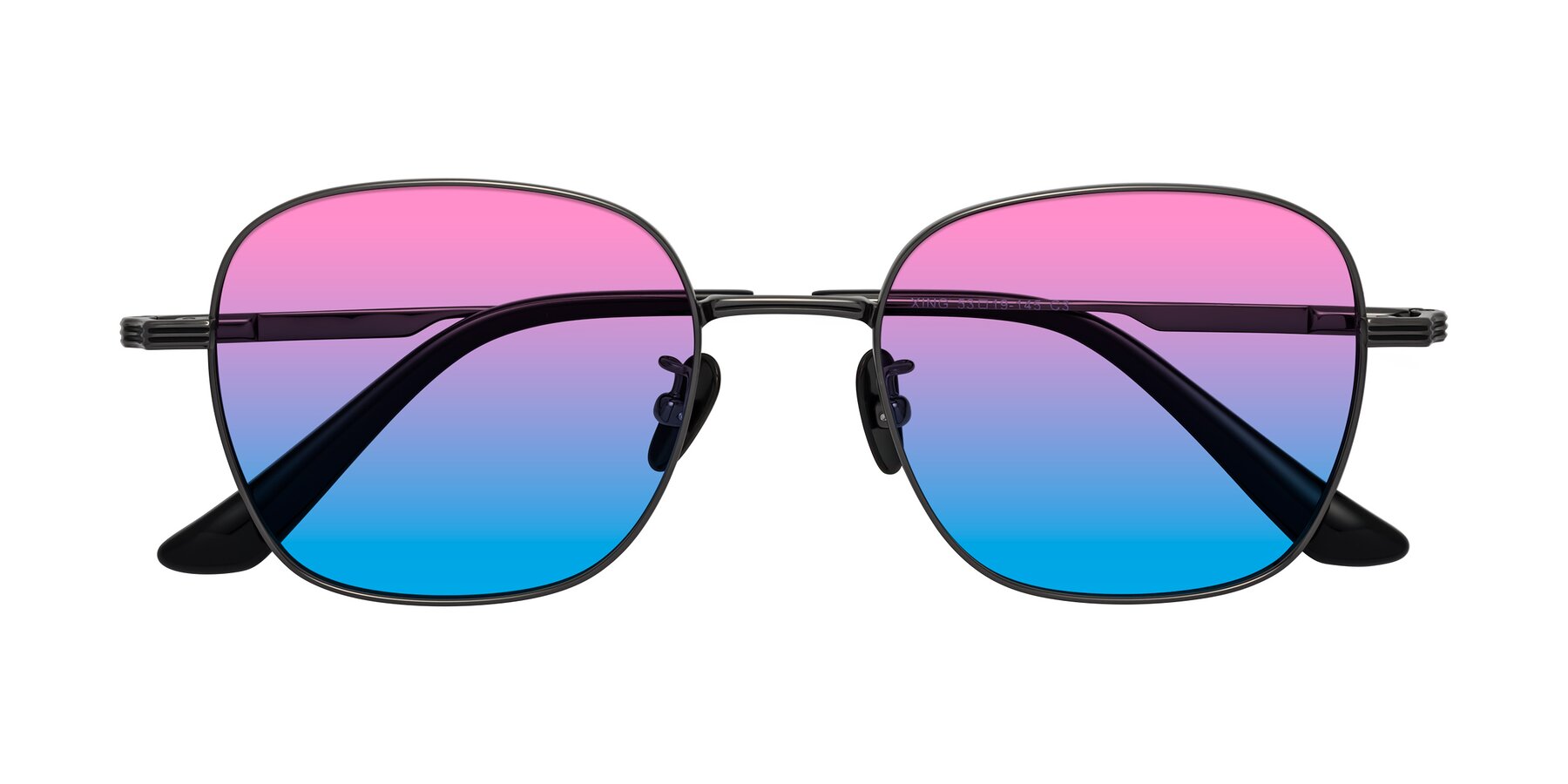 Folded Front of XING in Gunmetal with Pink / Blue Gradient Lenses