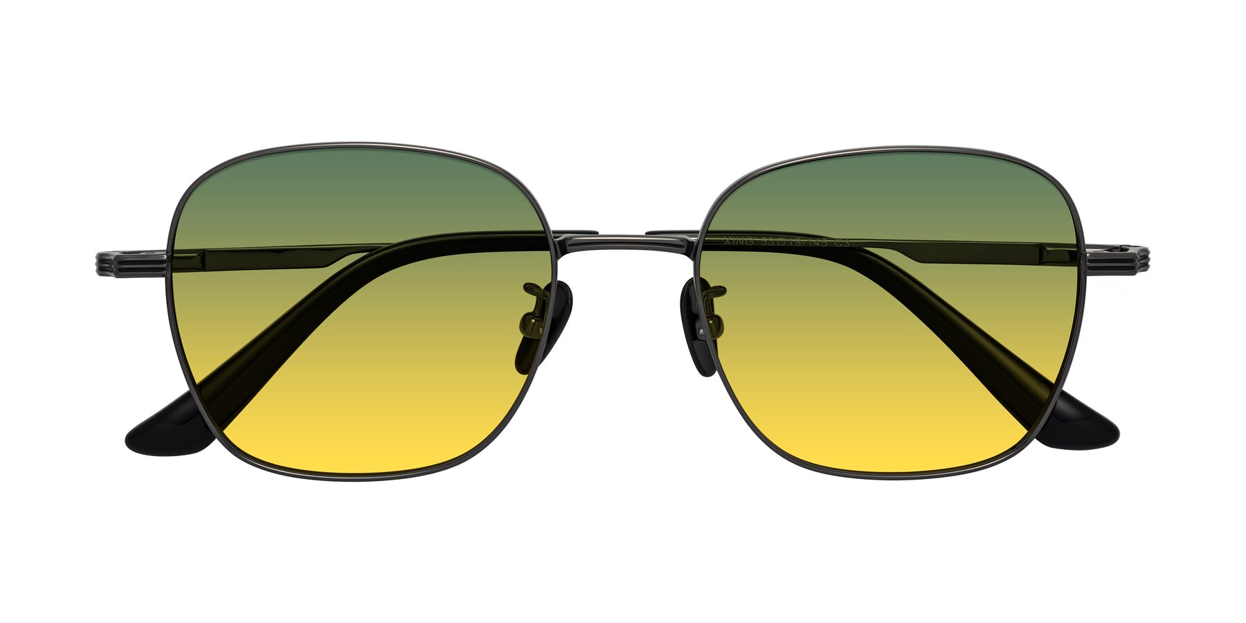 Folded Front of XING in Gunmetal with Green / Yellow Gradient Lenses