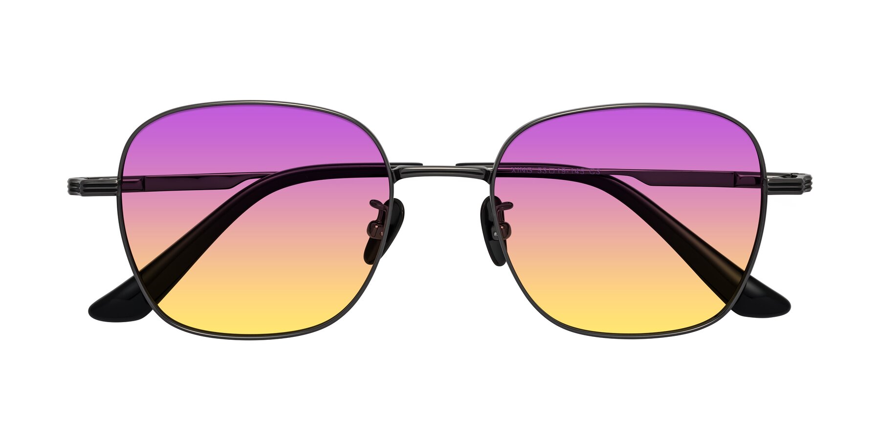 Folded Front of XING in Gunmetal with Purple / Yellow Gradient Lenses