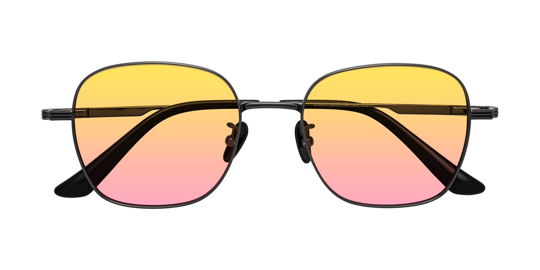 Folded Front of XING in Gunmetal with Yellow / Pink Gradient Lenses