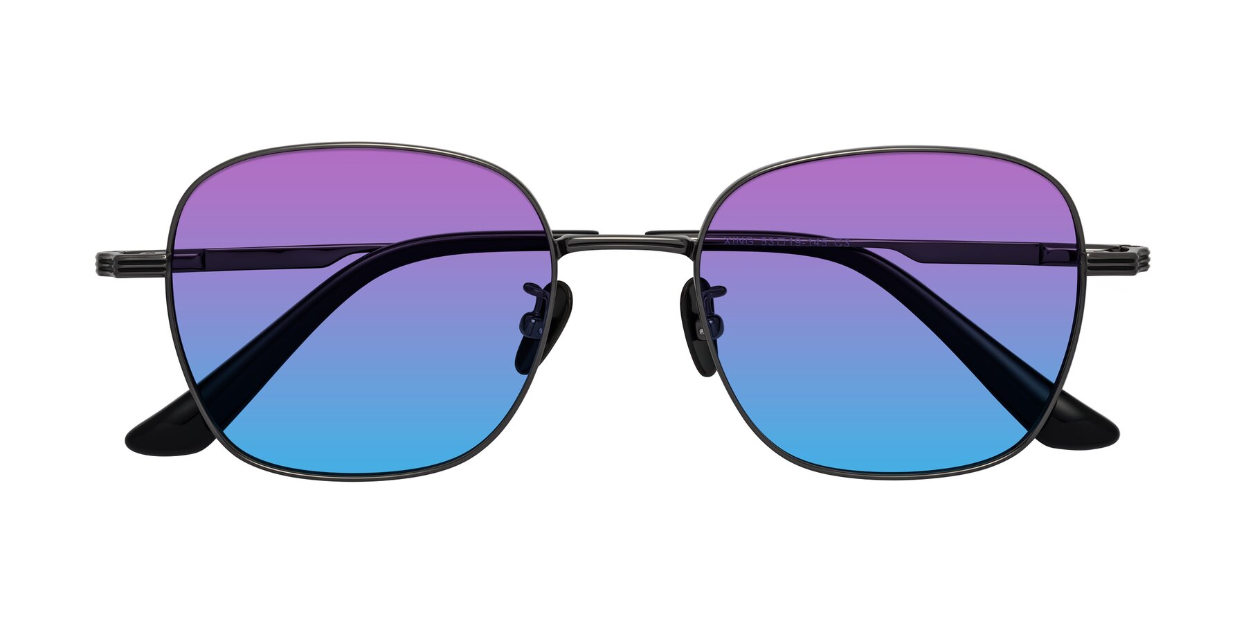 Folded Front of XING in Gunmetal with Purple / Blue Gradient Lenses