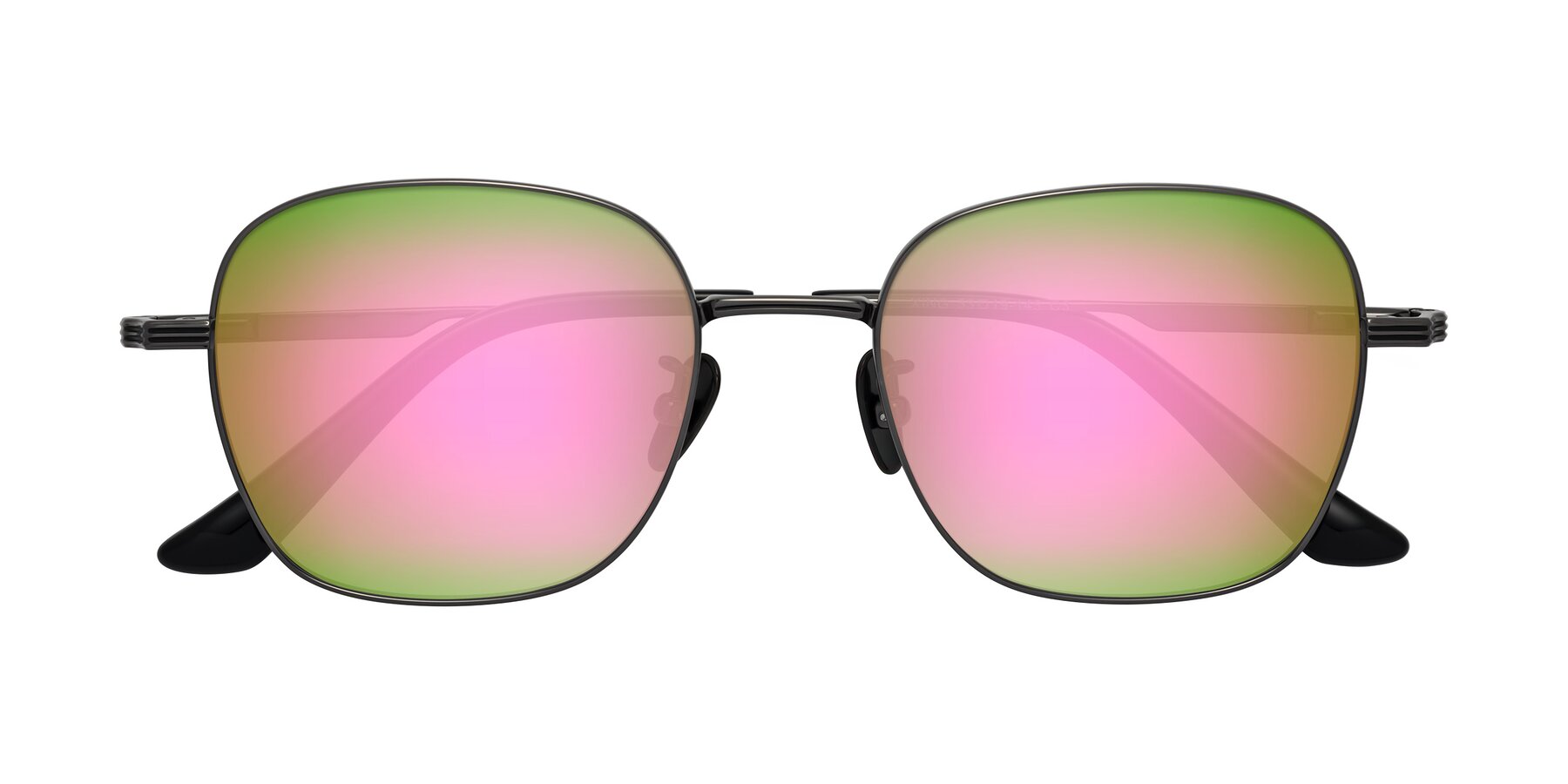 Folded Front of XING in Gunmetal with Pink Mirrored Lenses