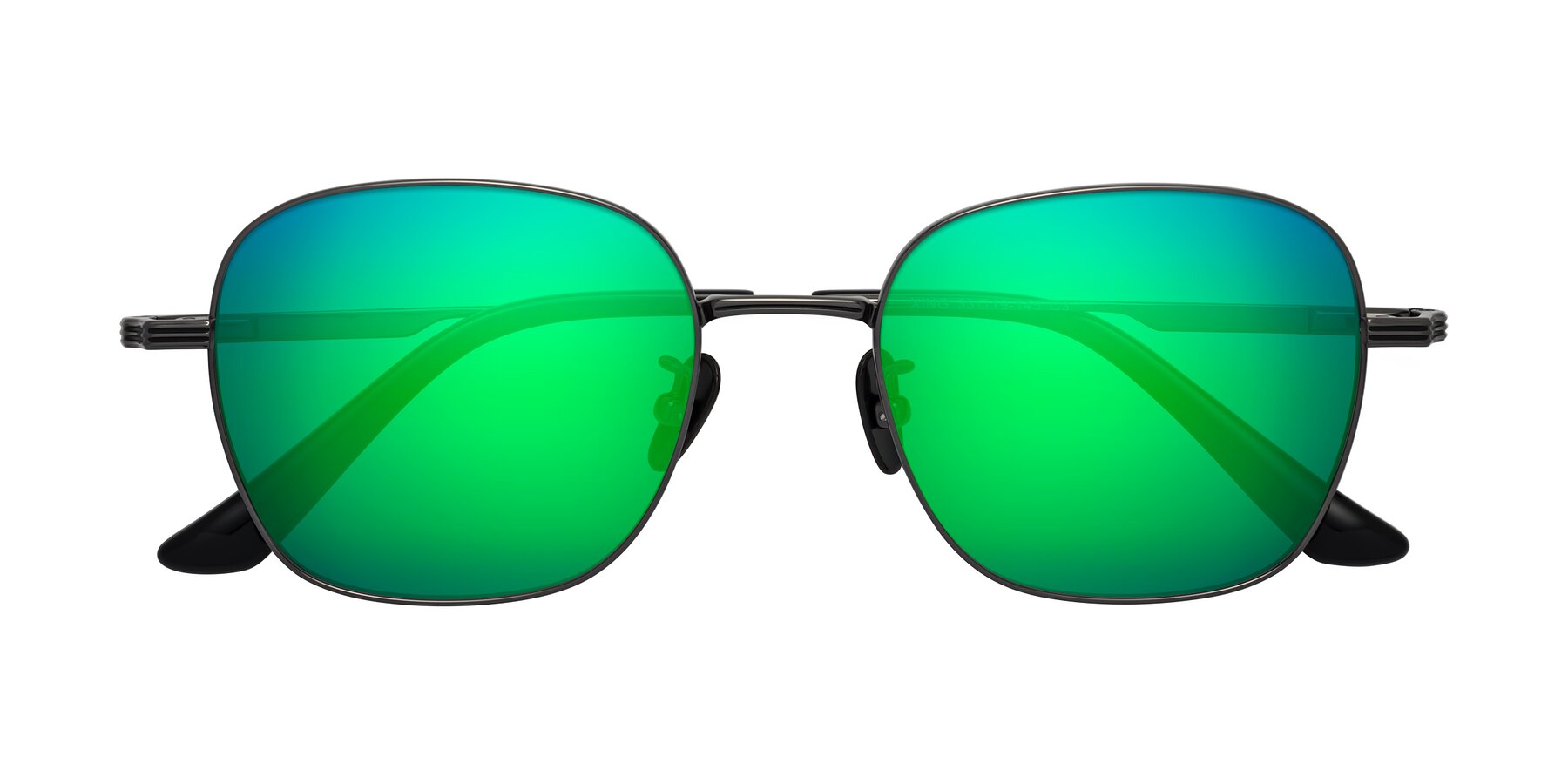 Folded Front of XING in Gunmetal with Green Mirrored Lenses