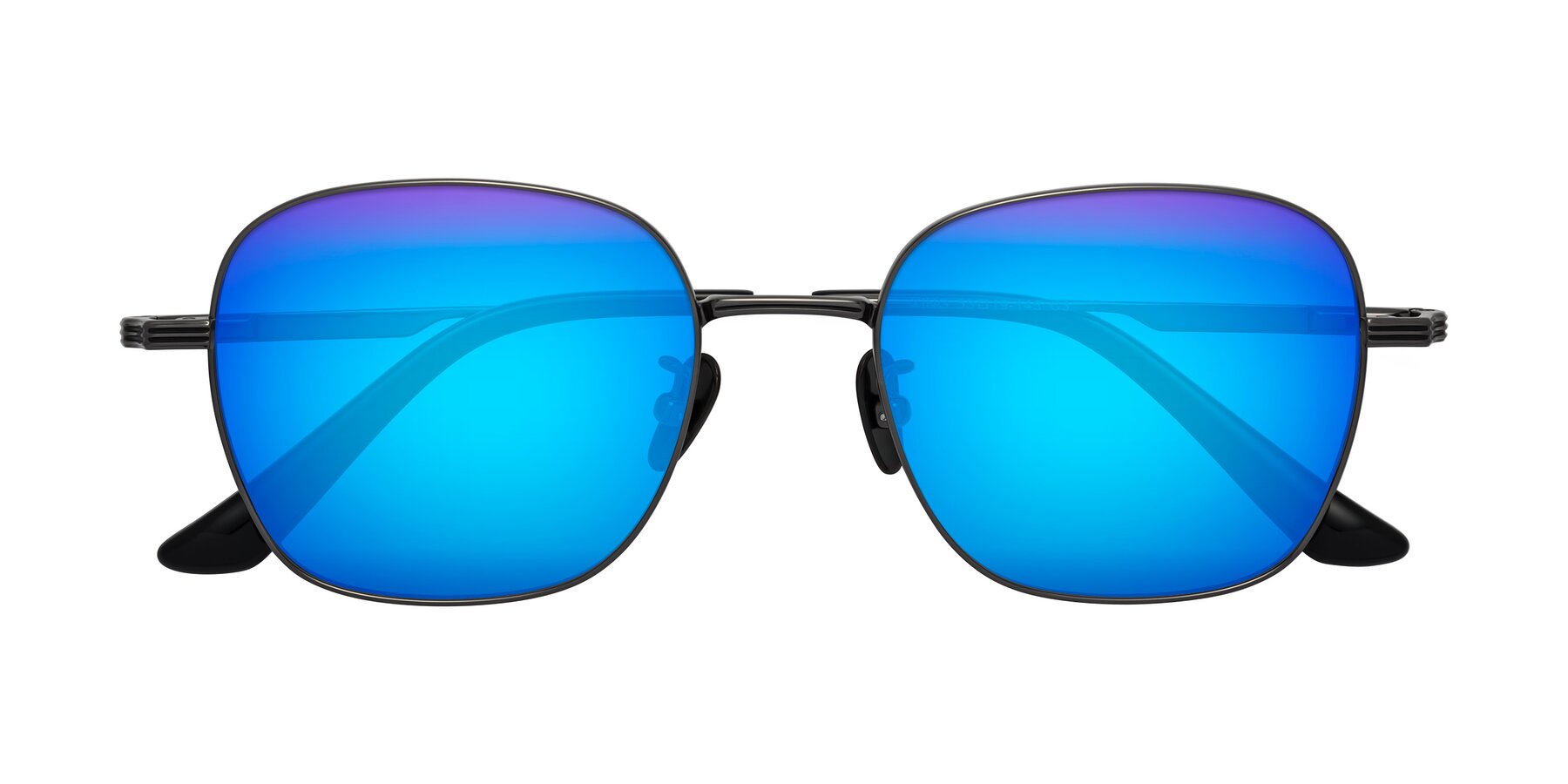 Folded Front of XING in Gunmetal with Blue Mirrored Lenses