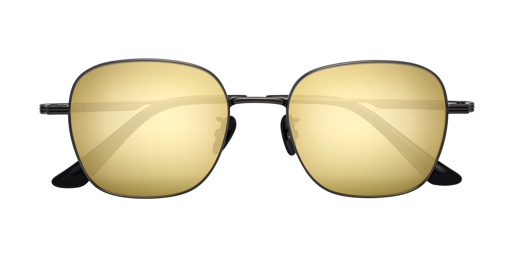 Folded Front of XING in Gunmetal with Gold Mirrored Lenses