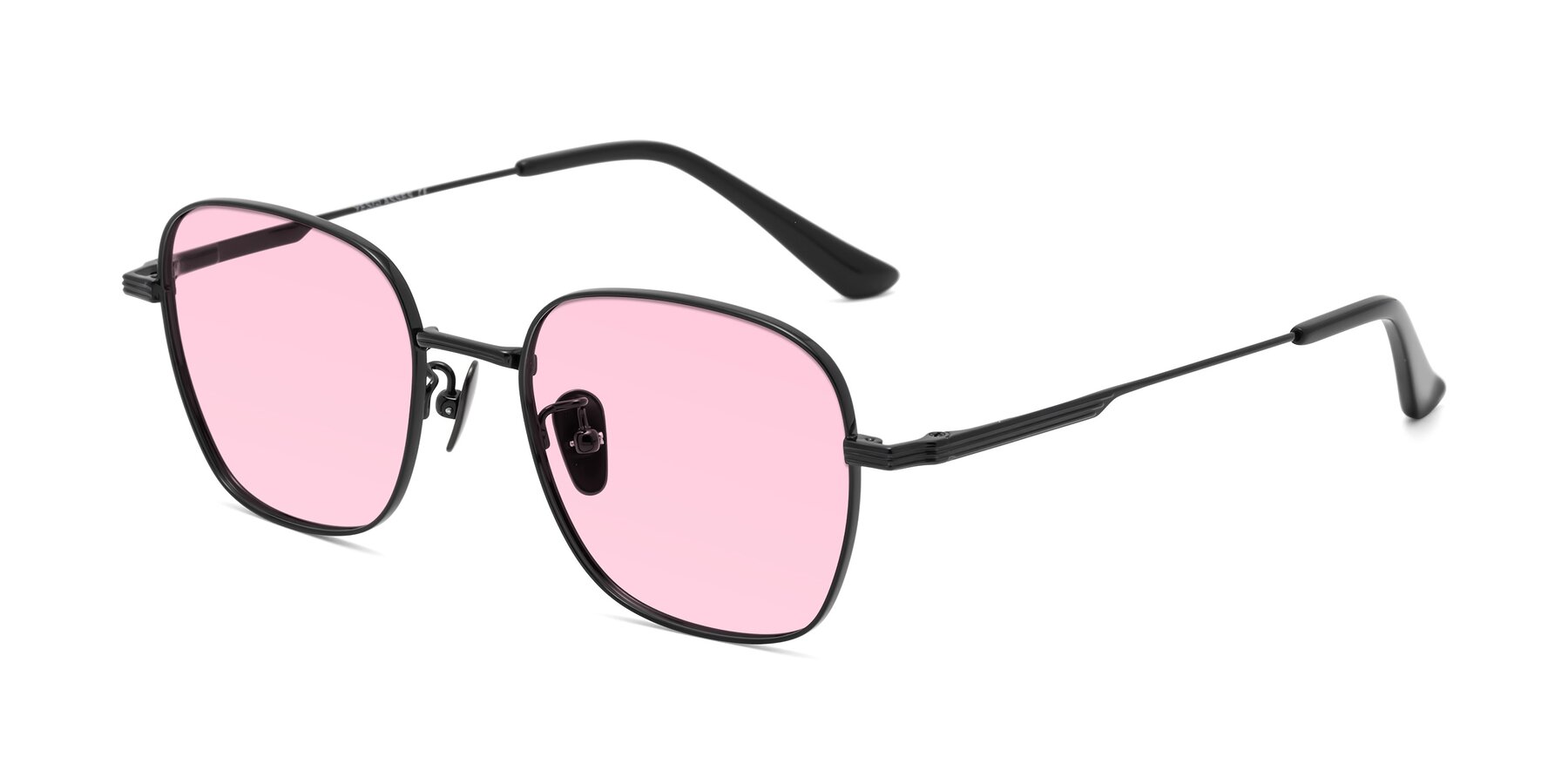 Angle of XING in Black with Light Pink Tinted Lenses